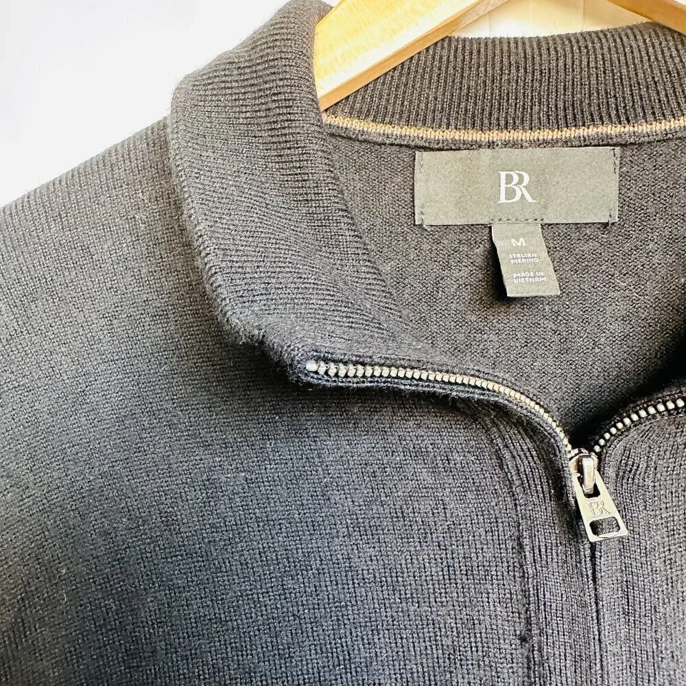 Banana Republic Lux Extra Fine Marino Wool 3 Quarters Zip Up Size M